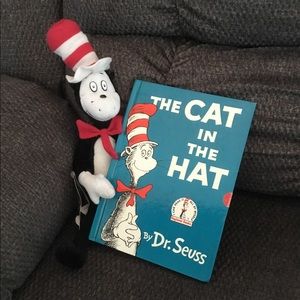 Dr. Seuss posable plush with The Cat in The Hat book. New with tags.